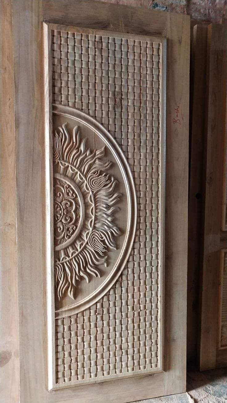 Hand Crafted Solid Indian Teak Wood Beautiful Main Door #D27