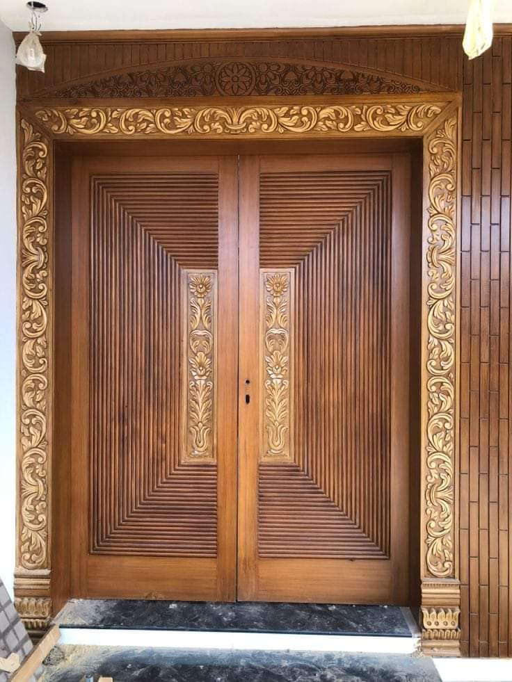 Hand Crafted Solid Indian Teak  Wood Beautiful Main Door #D26