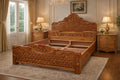 Sagwan Wood Gajra Bed With (Back Box) B5
