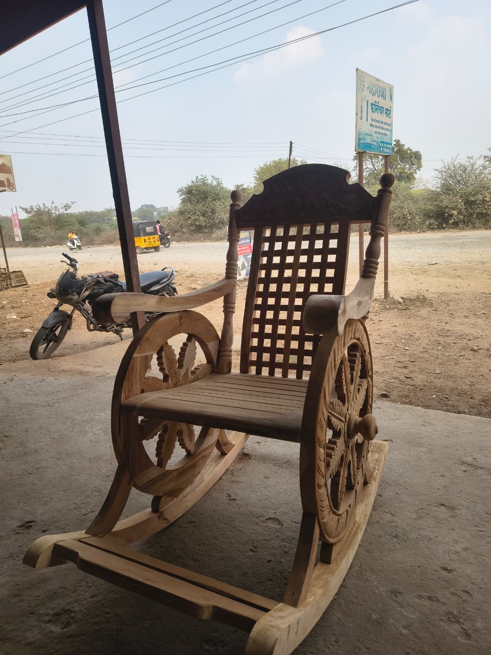 Luxury Handcrafted Wooden Rocking Chair With Cusion C3