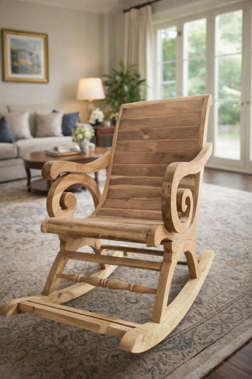 Luxury Handcrafted Wooden Rocking Chair. C1