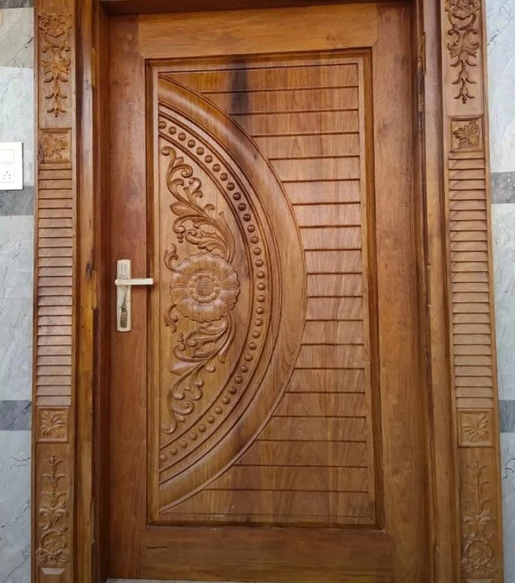 Solid Indian Teak Wood Main Door – Premium, Standard & Economy Sizes Available #D35