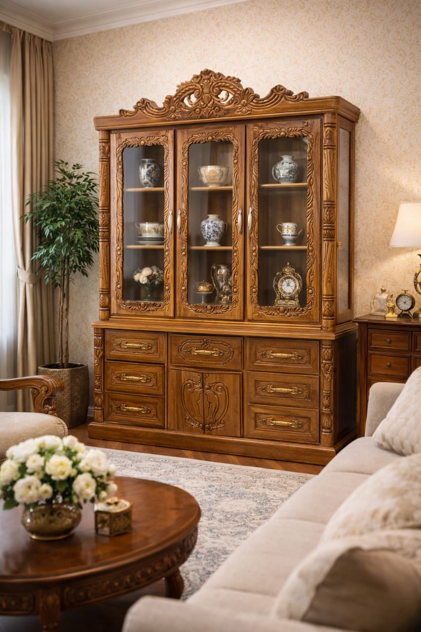 Luxurious Show Case Teak Wood (Sagwan Wood) Without Glass SC5