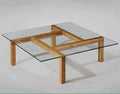 (Sagwan Wood) Teak Wood Tea Table With Glass T1