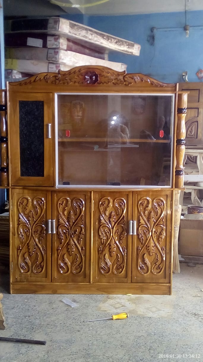Sagwan Wood Handcrafted Show Case Without Glass (Size 6fit length x5fit Width) SC2