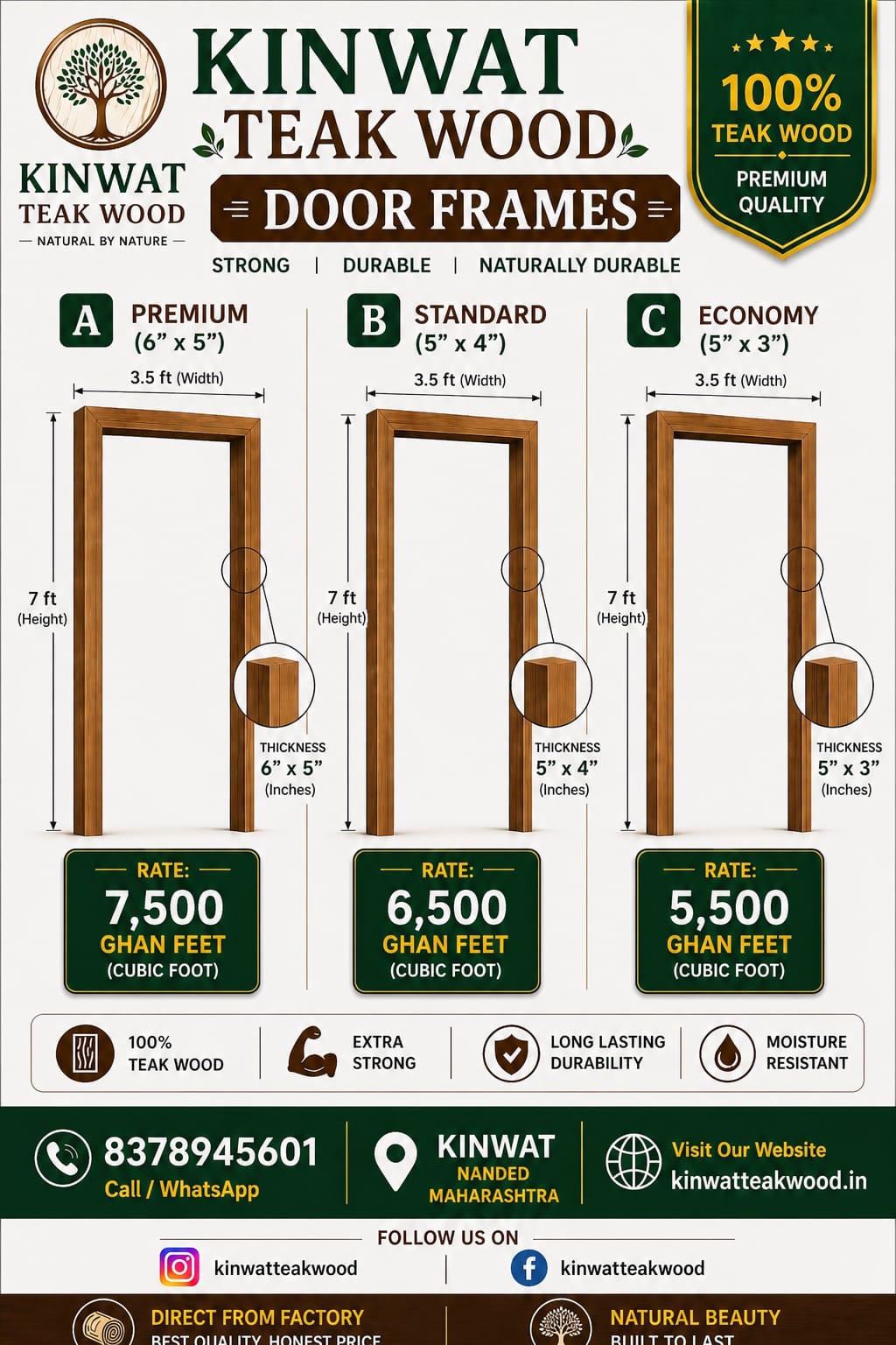 Sagwan (Indian Teak Wood) Door Frame