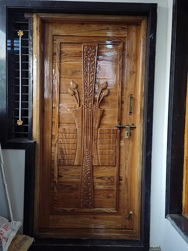 Hand Crafted Solid Indian Teak  Wood Beautiful Main Door #D17