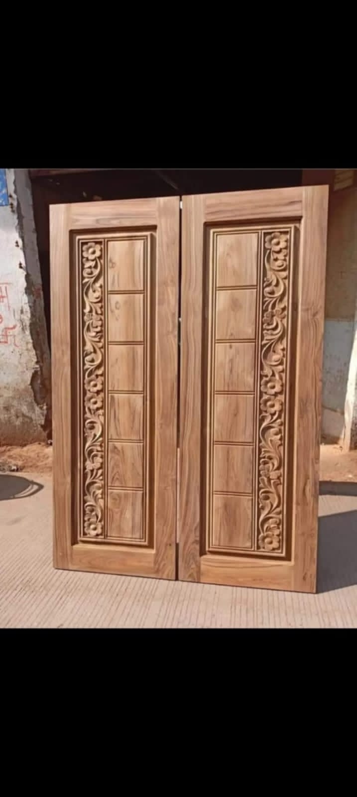 Hand Crafted Solid Indian Teak Wood Beautiful Main Door #D5